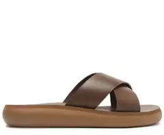ANACAPRI Rasteira Anatomica Tiras Cruzadas Couro Marrom