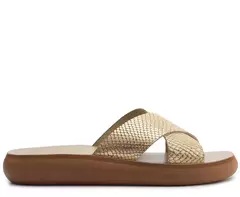 ANACAPRI Rasteira Anatomica Tiras Cruzadas Couro Dourado
