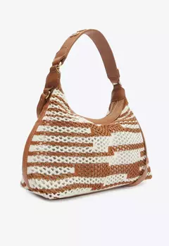 SCHUTZ BOLSA TIRACOLO MÉDIA POLLY TRICÔ MARROM - comprar online