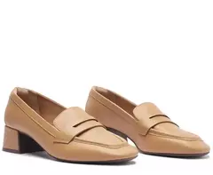 ANACAPRI Mocassim Salto Bloco Loafer Bege - comprar online