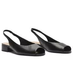 ANACAPRI Sapatilha Slingback Peep Toe Preta - comprar online