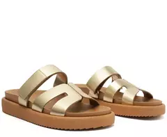 ANACAPRI Papete Tira H May Couro Dourada - Morena Shoes