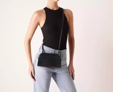 ANACAPRI Bolsa Tiracolo Média Zíper Helena Preta