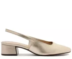 ANACAPRI Sapatilha Salto Bloco Slingback Ponta Quadrada Dourada