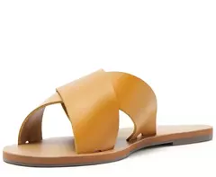 ANACAPRI Rasteira Tiras Cruzadas Couro Marrom - Morena Shoes