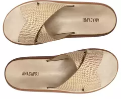 ANACAPRI Rasteira Anatomica Tiras Cruzadas Couro Dourado na internet
