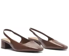 ANACAPRI Sapatilha Salto Bloco Slingback Ponta Quadrada Marrom - comprar online