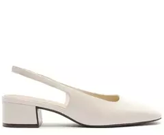 ANACAPRI Sapatilha Salto Bloco Slingback Ponta Quadrada Branca
