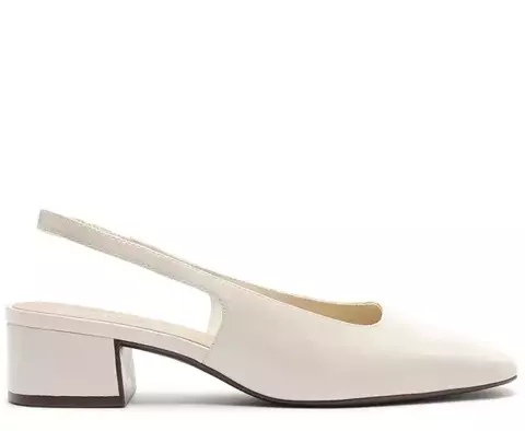 ANACAPRI Sapatilha Salto Bloco Slingback Ponta Quadrada Branca