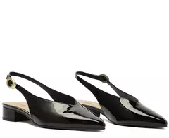 ANACAPRI Sapatilha Slingback Salto Bloco Verniz Preta - comprar online