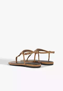 SCHUTZ Sandália Rasteira Kate Couro Marrom - Morena Shoes
