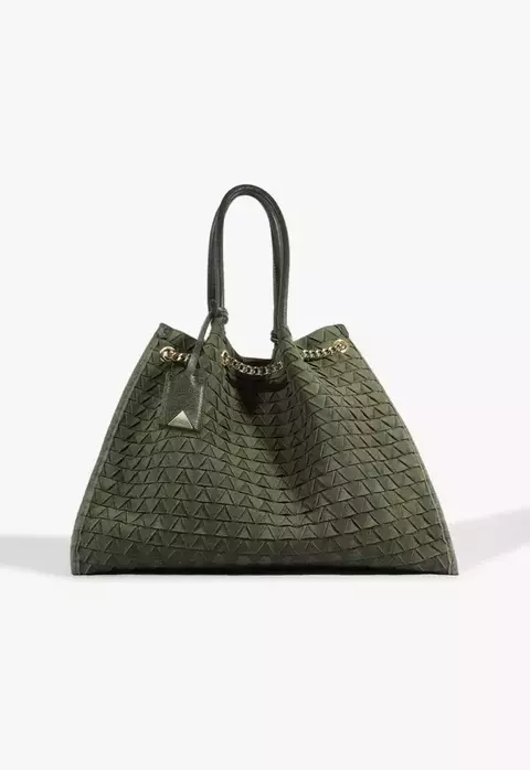 SCHUTZ Bolsa Tote Maxi Rebecca Camurça Verde