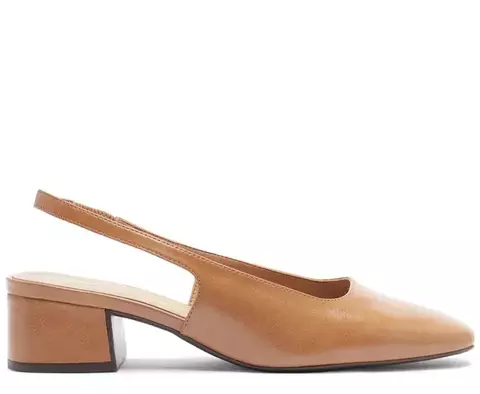 ANACAPRI Sapatilha Salto Bloco Slingback Ponta Quadrada Bege