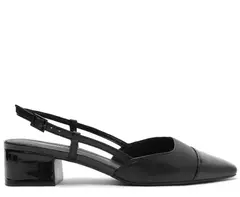ANACAPRI Sapatilha Slingback Salto Bloco Ponta Verniz Preta - comprar online