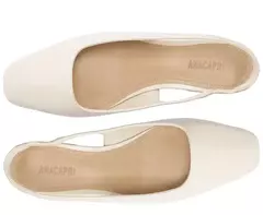 ANACAPRI Sapatilha Salto Bloco Slingback Ponta Quadrada Branca na internet