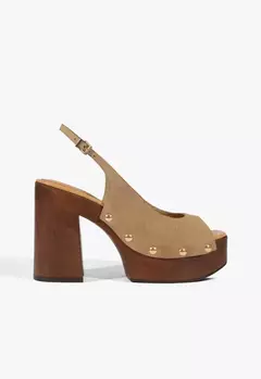 SCHUTZ Sandália Couro Rose Sling Marrom - comprar online