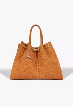 SCHUTZ Bolsa Tote Maxi Rebecca Camurça Marrom