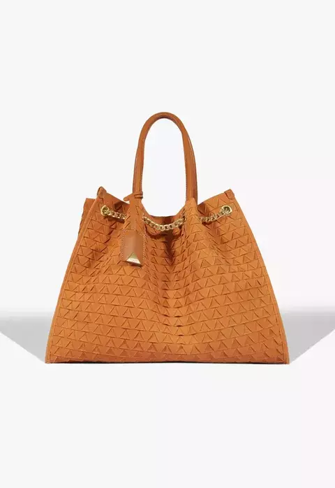 SCHUTZ Bolsa Tote Maxi Rebecca Camurça Marrom