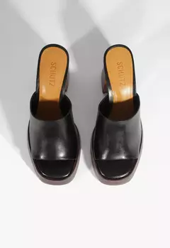 SCHUTZ Tamanco Rowan Couro Preto - Morena Shoes