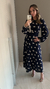 Vestido midi flores bordadas cru em 3D - Tweed