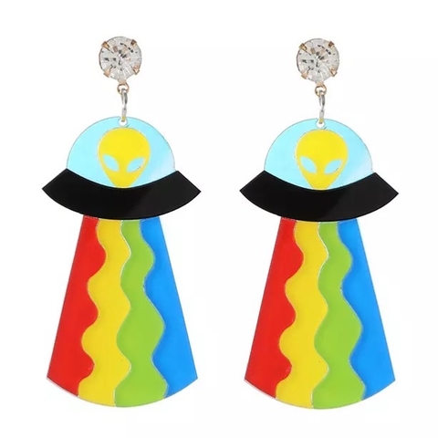 Rainbow Alien Earrings