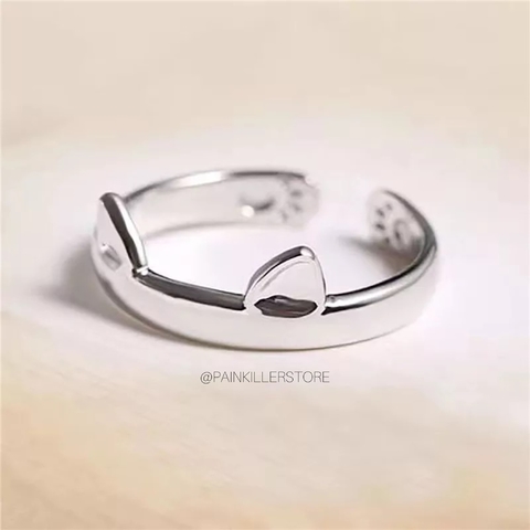 Anillo Gatito Orejas Plateadas