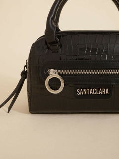 Cartera Baulito Niki Negro De Croco Charol - CHAVELA