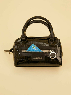 Cartera Baulito Niki Negro De Croco Charol - tienda online