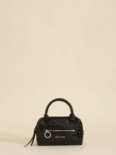 Cartera Baulito Niki Negro De Croco Charol