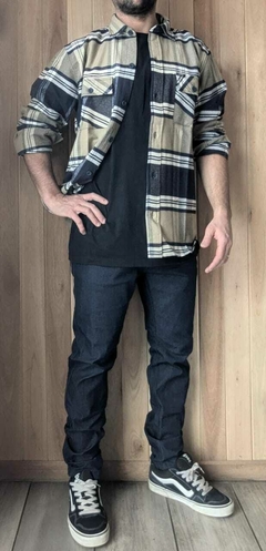 Camisaco Brooklyn Beige y Azul - krab_argentina
