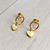 Aros acero dorado, corazon colgando en argolla ( 1,8 cm )