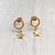Aros acero dorado, estrella colgando en argolla ( 1,8 cm )