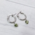 Argollas acero (1,5 cm) con corazon cubic verde colgante