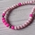 Pulsera acero con cuentas vidrio rosa