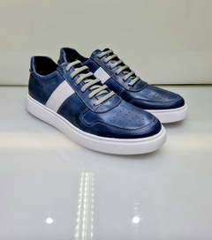 Zapatillas Urbanas de Cuero Caoba y Azul 2701/89 - comprar online