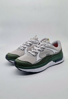 Zapatilla Combinada con tela Blanca /Verde
