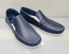 Mocasin Horma Italiana Negro Marron eng. Azul - tienda online