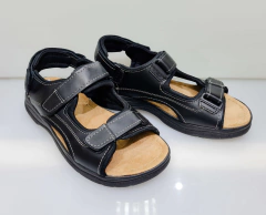 Sandalia de Cuero con Abrojos Negro Marron Suela 8022/259 - tienda online