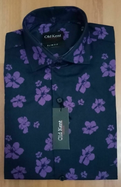 CAMISA LILA FLORES SLIMFIT
