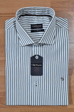 CAMISA OCRE RAYAS SLIMFIT CON SPANDEX - comprar online