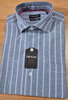 CAMISA AZUL RAYADA CLÁSICA 100% ALGODÓN - comprar online