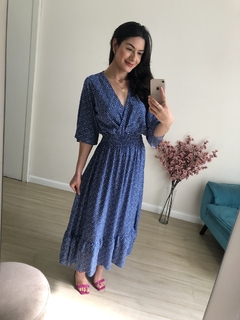 Vestido Rute - Azul poá - comprar online