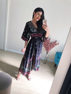 Vestido Scarlet - Preto/estampado - comprar online