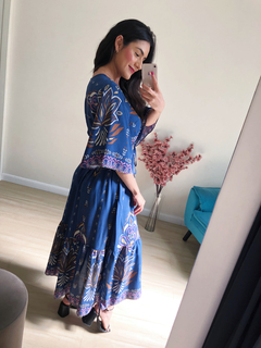 Vestido Scarlet - Azul/estampado na internet