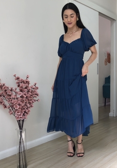 Vestido Ana Laura - Azul petróleo - comprar online