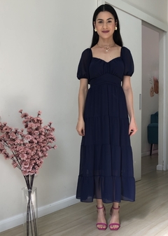 Vestido Ana Laura - Azul Marinho - comprar online