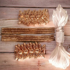 Cabedal Modelo Folhas com Strass Kit Completo um par