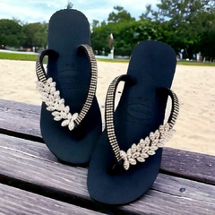 Cabedal Modelo Folhas com Strass Kit Completo um par