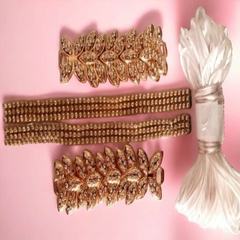 Cabedal Modelo Folhas com Strass Kit Completo um par