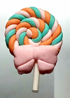 Aplique de Biscuit Pirulito com laço pacote com 1 unidade